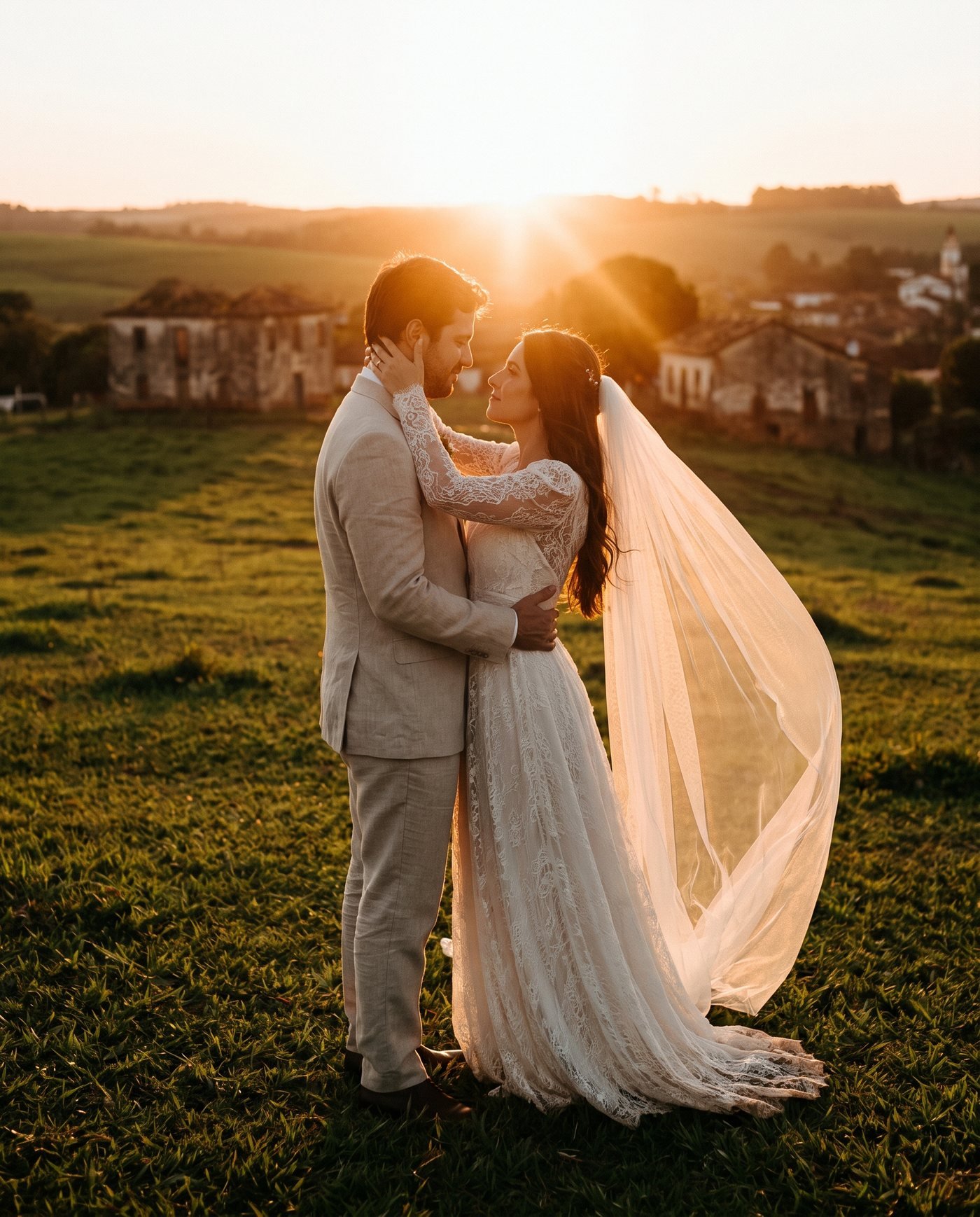 Casal ao pôr do sol